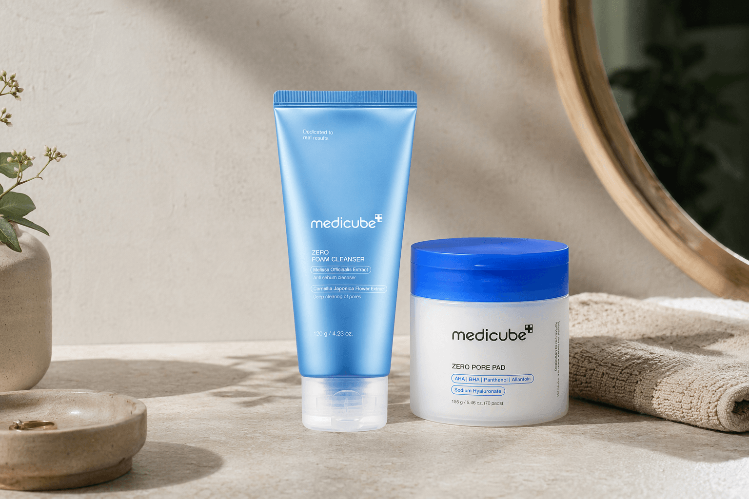 Medicube daily skincare shown in a clean routine layout.